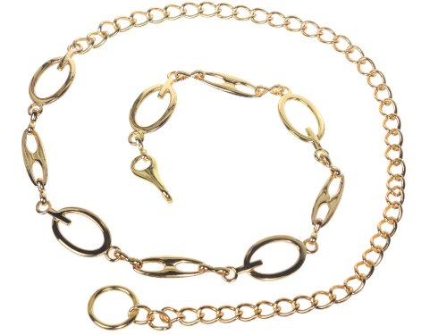 Women's Metal Oval Chain Belt, Gold | One-size-fits-all