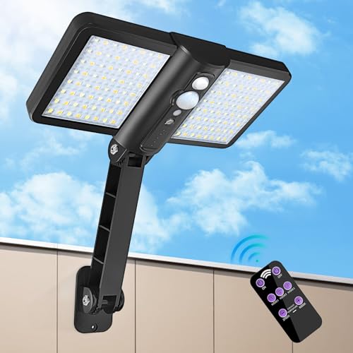 Daixilan Solar Lights Outdoor, 128 Led Super Bright Lamp, Wireless Waterproof Solar Flood Light, Security Motion Sensor Wall Light for Deck, Fence, Patio, Front Door, Garden, Yard, Shed, Path