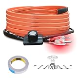 Cupohus Heat Tape for Water Pipes with Thermostat 18FT, Freeze Protection Self-Regulating Heat Trace Cable for Metal, Plastic Home Pipes, Roof and RV, 110-120V