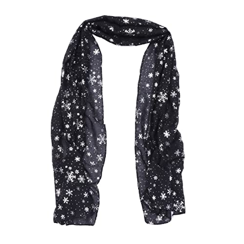 GALPADA Snowflake Sheer Scarves Lightweight Winter Xmas Collection Scarf Holiday Decorative Scarves for Women Ladies Black