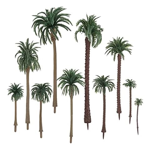 Yetaha 48 PCS Model Trees Model Coconut Palm Tree, Scenery Model Plastic Palm Tree Miniature Landscape Scenery Diorama Model Tree for Cake Decorations Aquarium Plants Outdoor Home Garden Decor Cover