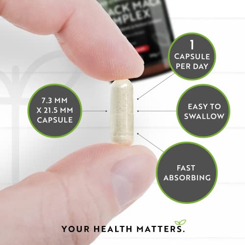 Maca Root Capsules 5000Mg (High Strength) – 180 Vegan Black (6 Month Supply) Not Tablets 100% Peruvian With L-Arginine, Panax Ginseng & Pepper Made In Uk By Nutravita - 4