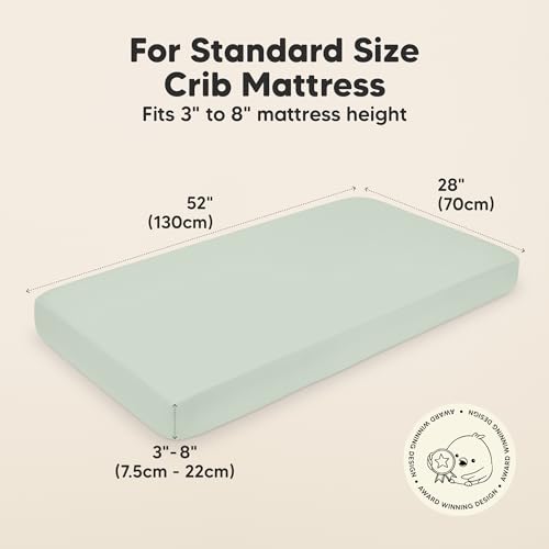 Image of KeaBabies 2-pk Organic Cotton Crib Sheets for Boys Girls 52x28 (Sage) | Fitted Crib Mattress Sheet Neutral, Breathable Cover for Baby Bed Set, Toddler Mattress, Soft & Cute Prints