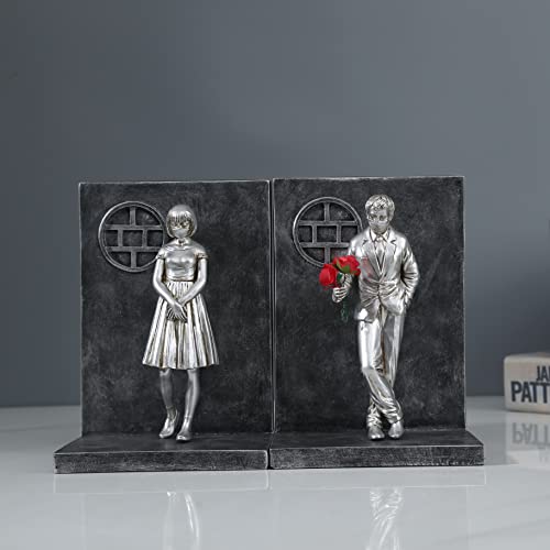 Lovers Man And Woman Figurine Sculpture Decorative Bookends Book End Decorative Book Stopper Binder And Dividers - Decoration Resin Art Craft For Living Room Bookshelf Library Office Display Desktop #TOP4