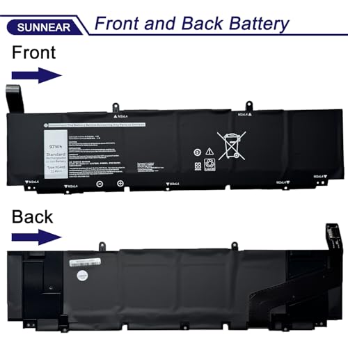 Image of 6-Cell 97Wh XG4K6 Laptop Battery for Dell XPS 17 9700 9710 9720 9730 Precision 5750 5760 5770 Series Laptop P92F P92F001 P92F002 P92F003 01RR3 001RR3 F8CPG KVPMY 0YY3V KRDHV 11.4V 8071mAh