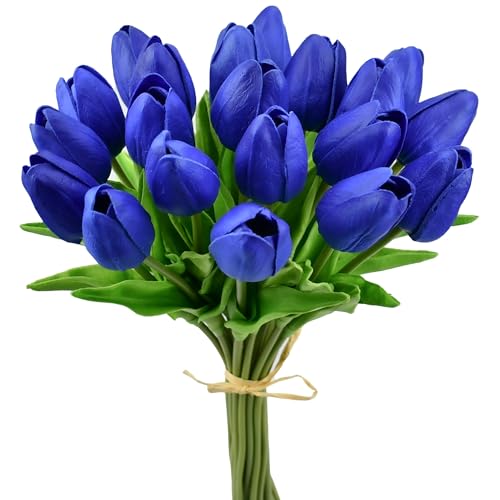 Image of Mandy's 20pcs Artificial Royal Blue Tulips