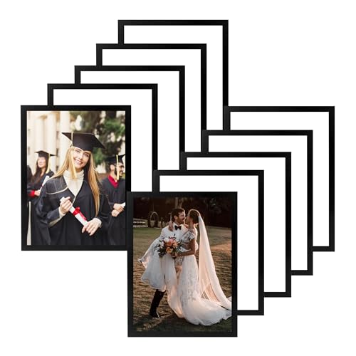 Magnetic Sign Holder, 10 PCS A4 Magnetic Display Frame, Wall Mount Self Adhesive Picture Frames for Photos Notice Picture Display Frame Home Wall Office Decor (Black)