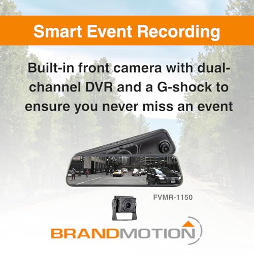 Image of Brandmotion FVMR-1150 Heavy Duty FullVUE Mirror Rear View Camera System | Universal Full Touchscreen for Easy Adjustments | Anti-Glare Tempered Glass Screen | Automatic Brightness Adjustment