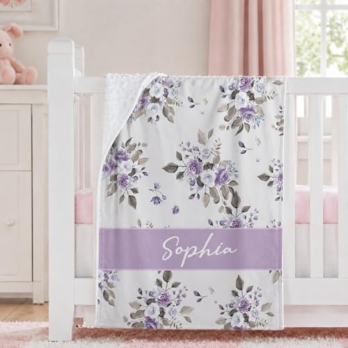 Image of Personalized Baby Blanket for Girls, Custom Nursery Blanket with Name, 30 x 40 Inch Soft Minky Blanket for Baby Toddlers, Newborn Print 06