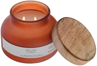 Red Lava and Citrus Highly Scented 2-Wick Frosted Jar Candle 18oz- 1pack