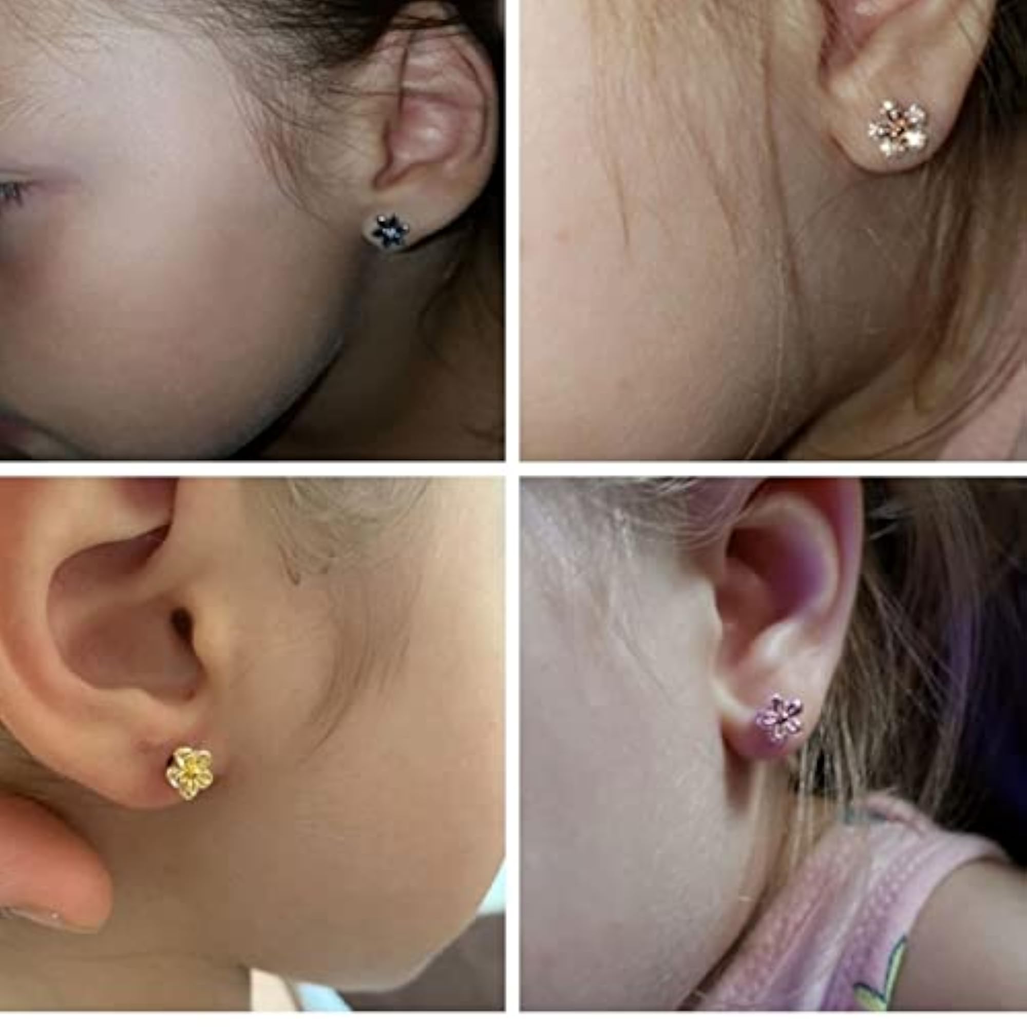 Women's Stainless Steel Flower Crystal Stud Earrings