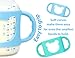 Baby Bottle Handles, Durable Food Grade Silicone Transitional Sippy Cup Handle Grip for Wide-Neck Baby Bottles, Cute Bear Design, Pack of 2, Blue & Turquoise
