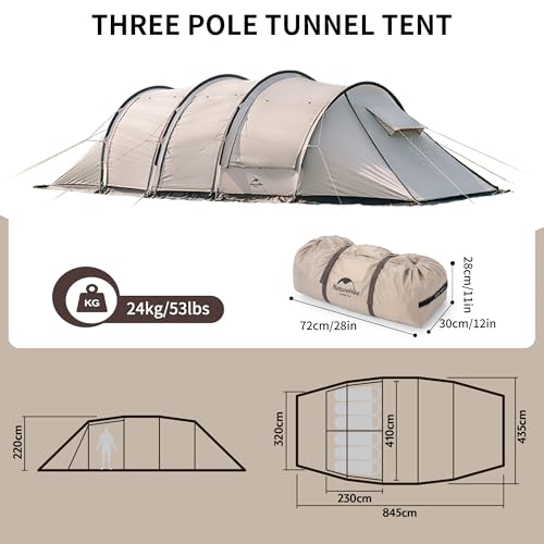 Naturehike Waterproof Large Tunnel Tent for 4 to 6 Person Compact Family Tent UV Protection for Backpacking Trekking Garden - Image 2