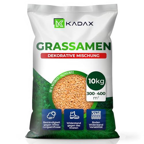 Kadax erba ornamentale, 400 m˛, semi di erba ornamentale, Grassaat, miscela di erba, miscela di erba, semi di erba, semi di prato, semi efficaci, miscela di semina sul prato, erba, miscela di(10 kg)