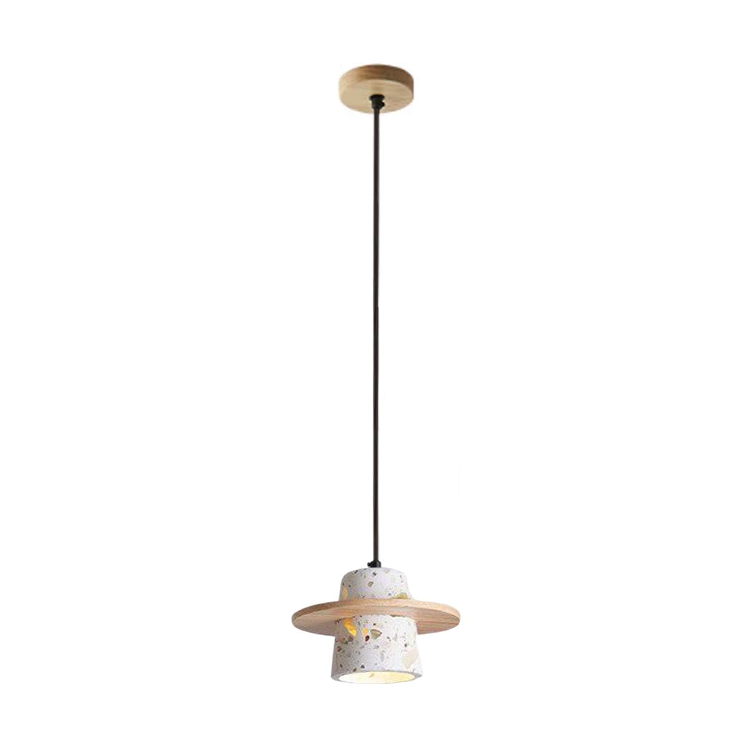 USMJQVZ Modern Terrazzo Pendant Light Fixture,Stone Pendant Lights With Wood Decoration Farmhouse Natural Marble Chandelier For Kitchen Island Dining Room Living Room Bedroom Restaurant