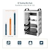 Tecmojo Mini stojak na biurko 10", głębokość 200 mm, szafa sieciowa z kieszenią SBC, karta adaptera micro HDMI do HDMI i zaślepka, do urządzeń AV, NAS i serwerów (9U)