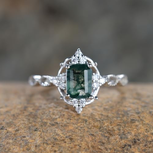 Natural Moss Agate Ring 925 Sterling Silver Engagement Promise Ring for Women Jewelry Gifts2
