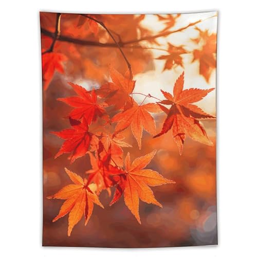 Tapisserie d'art abstrait feuilles d'érable grand format en polyester YKUDBN pour mur