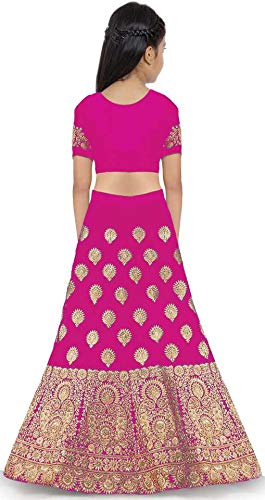 Image of Girl's Raw Silk Semi-stitched Lehenga Choli
