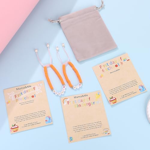 Image of First Day of Preschool Bracelet Back to School Gifts for Kindergarten / Preschool / School Gift Mama and Mini Adjustable Mother Daughter Bracelets as Supplies for Girls to Relieve Study Anxiety