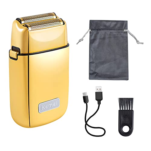 KEMEI Navalhas elétricas para homens, barbeador elétrico profissional sem fio todo de metal, lâminas