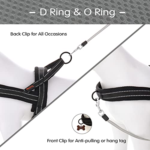 Didog Soft Mesh Padded Dog Vest Harness, Escape Proof / Quick Fit Reflective Dog Strap Harness,Easy For Walking Training (M:chest 21-26", Mesh-Black) #TOP4