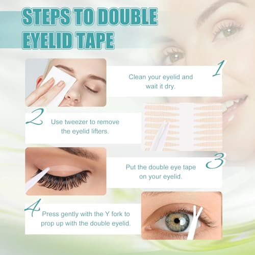 GEMERRY Eyelid Lifter Strips Double Eyelid Tapes 1392 Pcs Invisible Eyelash Tape for Hooded Eyes Waterproof Long-Lasting Breathable Lash Tape for Hooded, Heavy, Uneven, Droopy Eeyelids