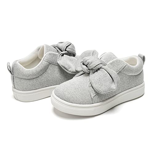 Funkymonkey Girls Sneakers Lightweight Cute Bowknot Casual Walking Shoes For Toddler/Little Kids (7 Toddler, Lt Grey) #TOP4