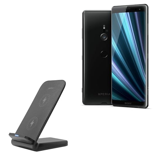 BoxWave Charger Compatible with Sony Xperia XZ3 - Wireless QuickCharge Stand (15W), Desktop Viewing Qi Wireless Charging - Jet Black