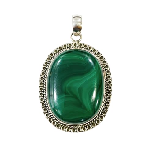 Pendentif malachite verte pour femme en argent véritable à porter lors de vos soirées élégantes