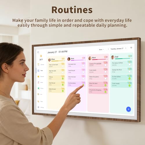 Image of 32 Inch Digital Calendar Chore Chart with Touchscreen - Full HD Interactive Display, Wall & Desk Mountable Family Planner, to-Do List & Meal Planner, Digital Picture Frame Gifts for Women Mom