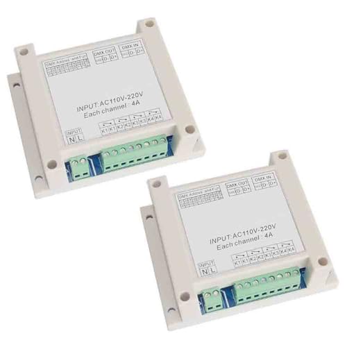 Relais DMX512 4 canaux AC110-220V lot de 2 avec commutation à distance de 4 voies d'entrée