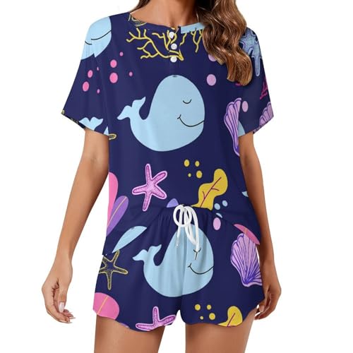 Pyjama femme court contre la chaleur nocturne vêtement de nuit baleine