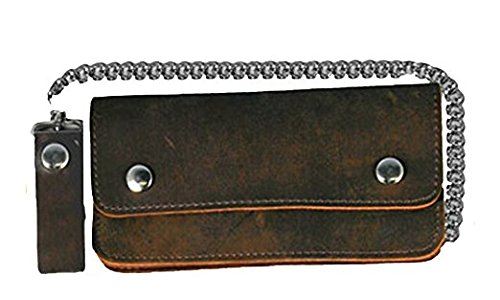 Leather Biker Billfold Chain 8 inch Wallet Natural Tan Brown Distressed Leather Made in USA2