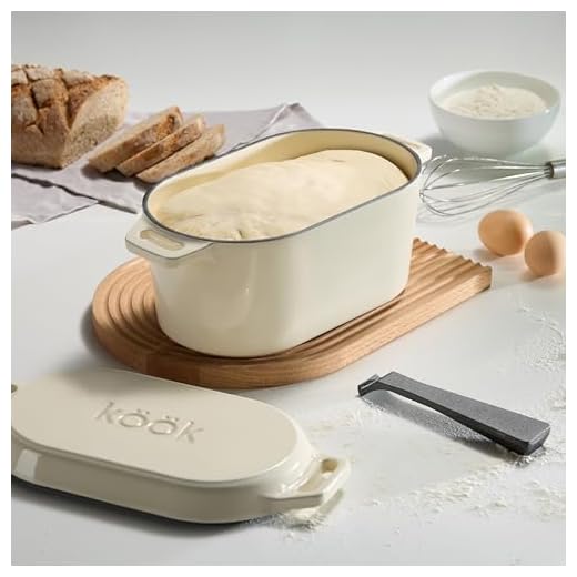 KooK Dutch Oven with Lid, Dual Handles, Enameled Cast Iron, includes Lid Lever, Great for Baking Bread, Cooking and Roasting, Dishwasher Safe, 3.4 Qt, Ivory