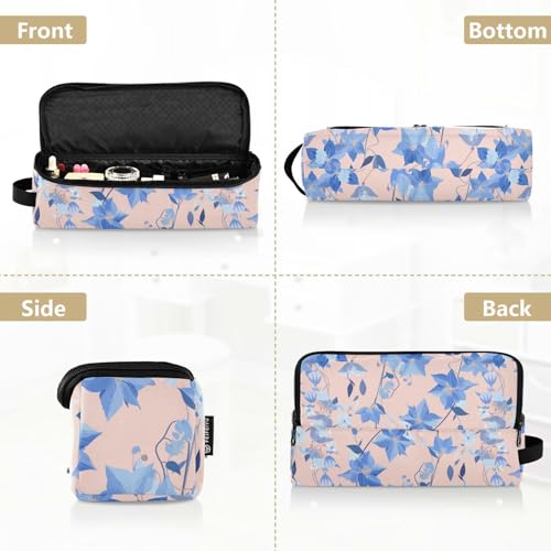 Bolsa de Viaje Blue Flowers Peach para Herramientas de Pelo con Base Resistente al Calor Impermeable Organizador para Plancha y Accesorios miniatura 5