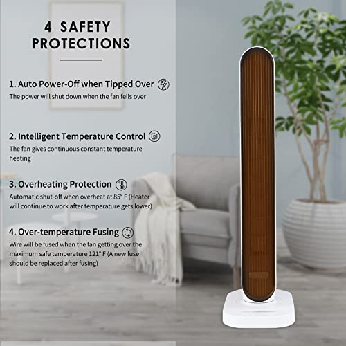 Infinipower Electric Space Heater, 1500W Whole Room Tower Space Heater With Remote 4 Heat Modes Setting, Overheating Protection, For Bedroom, Office, And Indoor Use, White,32",Hiheattower31Wrc #TOP3