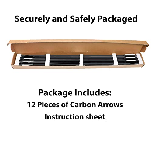 Keshes Archery Carbon Arrows For Compound & Recurve Bows - 30 Inch Youth Kids And Adult Target Practice Bow Arrow - Removable Nock & Tips Points (12 Pack) (Black) #TOP6