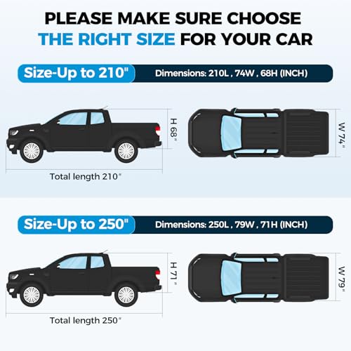 Image of Tsumbay 10 Layers Truck Cover Waterproof All Weather, 213 inch(L) x 80 inch(W) x 68 inch(H) Outdoor Full Exterior Cover with Rain UV Snowproof Protection with Zipper, Universal Fits Up to 213 Inch for Automobiles