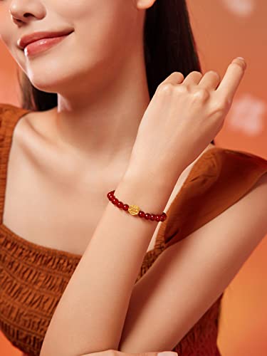 24K Gold Bracelet Lucky Charm Bracelets Agate Beaded Chain Ruyi Stretch Beads Link Adjustable Healing Natural Stone Feng Shui String Bangle Protection Blessing Jewelry Good Luck Gift for Women Men4