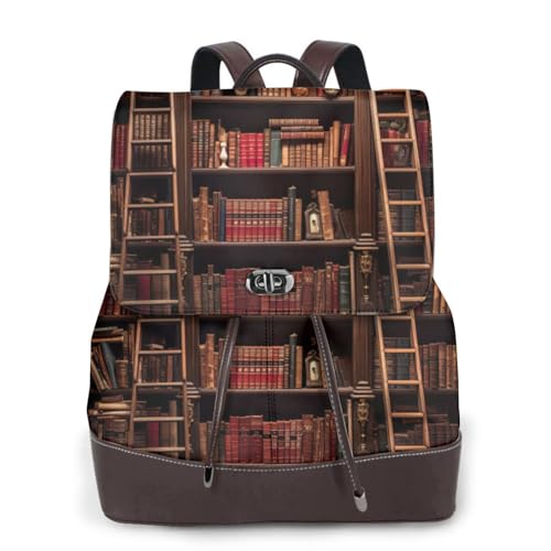 Sac à dos en cuir imprimé noir chic de voyage pour femme One Size