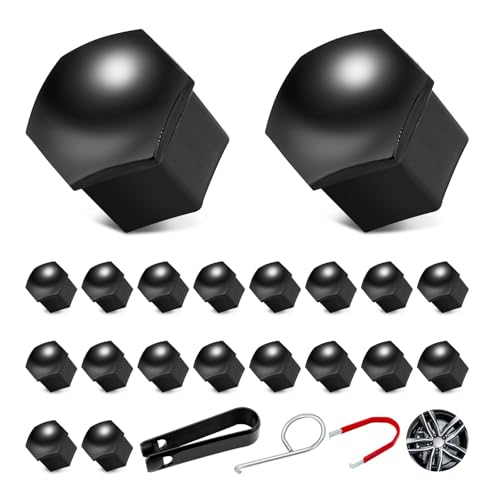 Radmutterkappen 21mm Radschraubenkappen Schraubenabdeckung für Radschrauben - 20 PCS Sechskant-Reifenmutternkappen Abdeckkappen für Schrauben Auto, Universal Schraubenkappen Radmuttern Kappen Schwarz