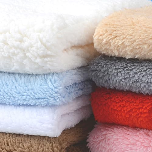 Tela de Forro de Imitación Borreguito Suave y Esponjosa Tela de Forro Polar Sherpa Tejido de Piel Sintética Material DIY Peluda Efecto Oveja para Decoración Hogar Costura Mantas 50x160cm(Color:Cream)