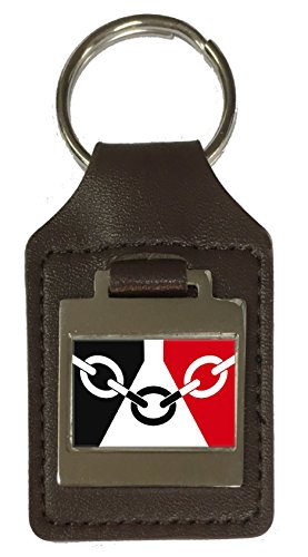 Porte-clés en cuir gravé angleterre noir pour votre quotidien