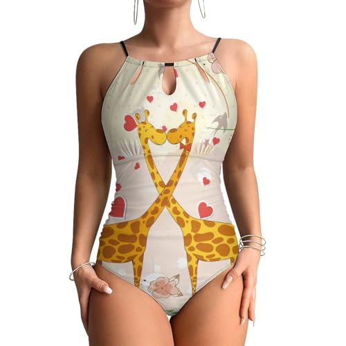 Maillot de bain une pièce girafe pour femme monokini gainant