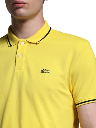 Image of Jack & Jones Men's Yellow Polo Collar Slim Fit T-Shirt