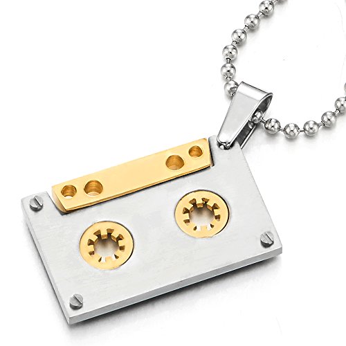Collier homme femme anti-noircissement pendentif cassette acier inoxydable