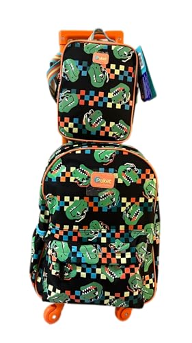 PUKET - Kit Puket Mochila de rodinha + Lancheira Dinossauro Preto