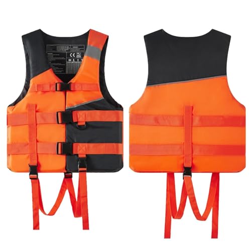 FOVIGUO Chaleco Salvavidas con Correa de Seguridad Ajustable y Banda Reflectante, Chaleco de Kayak de Alta flotabilidad para Kayak embarcación a Motor Deporte acuático(S)