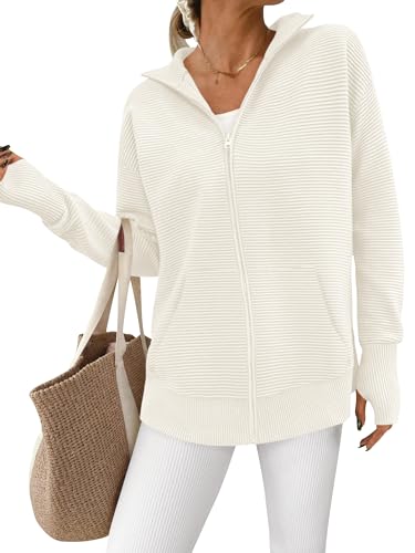 PRETTYGARDEN Womens Fall 2025 Long Sleeve Zip Up Cardigan Sweaters